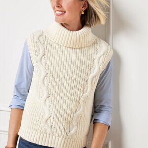 Talbots Convertible Cowl-Neck Cable Knit Vest Staple Wardrobe Minimalist Plus 3X